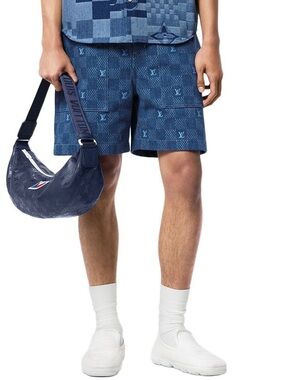 USED ONCE Louis Vuitton Monogram check denim Shorts